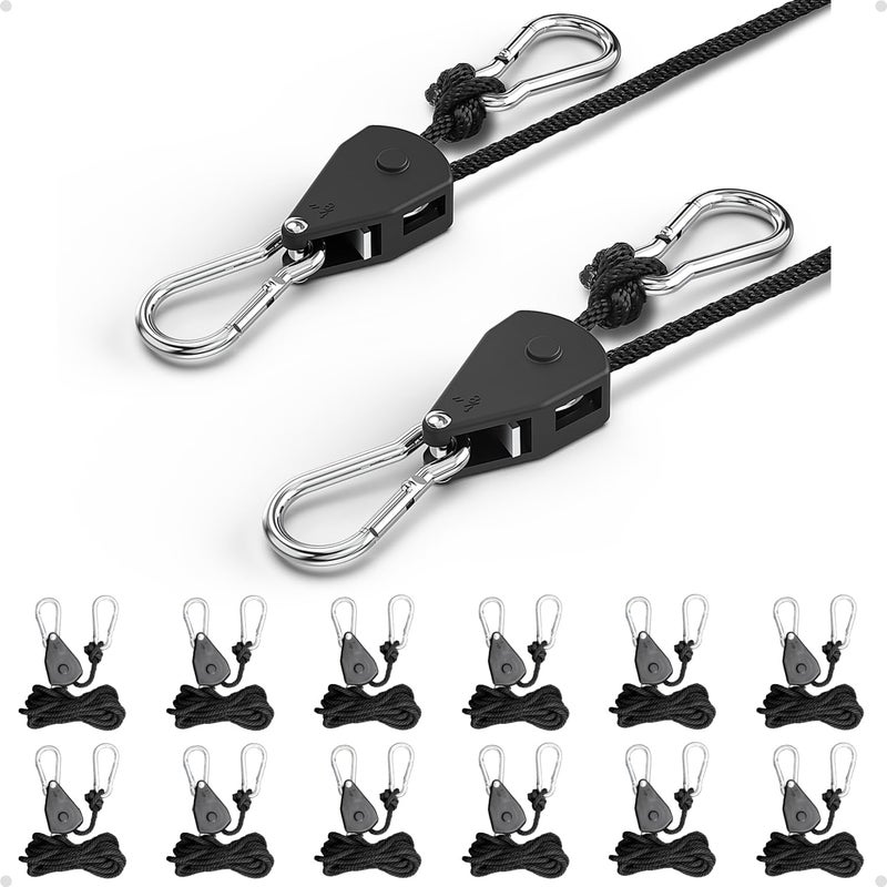 EVMANZ 1/8" Retractable Tie Down Straps: 12 Pack of Heavy Duty Rope Hangers - Functional Equipment for Indoor or Outdoor - Image 1